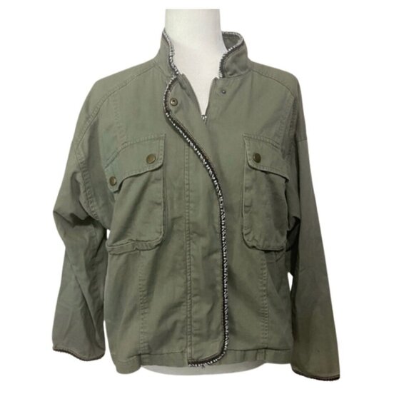 Miami EUC size S army green utility cargo contrast trim relaxed fit jacket - Picture 1 of 6